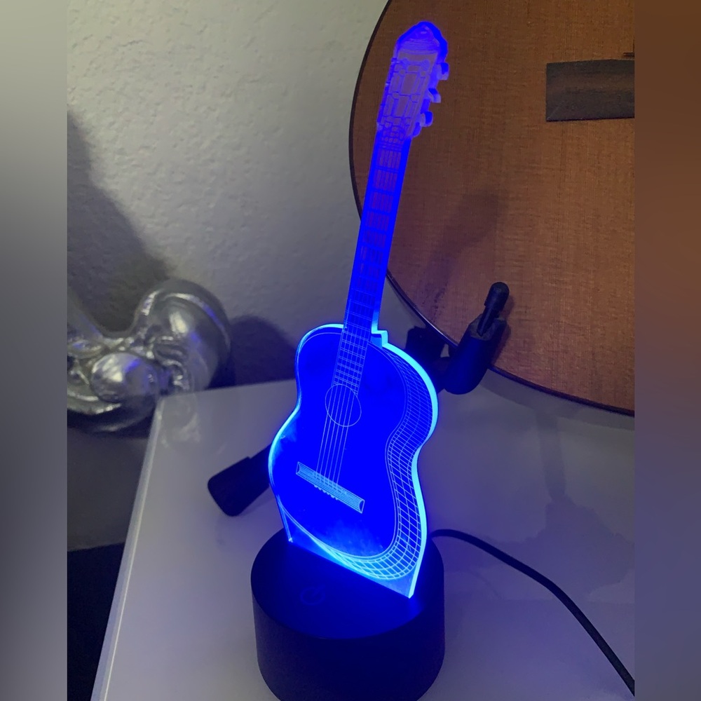 Blue LED Guitar Night Light